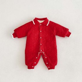 Baby Romper with Contrasting Edging (Color: Red, Size/Age: 73 (6-9M))