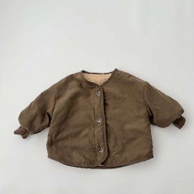 Baby Vintage Style Lambswool Padded Jacket (Color: Coffee, Size/Age: 80 (9-12M))