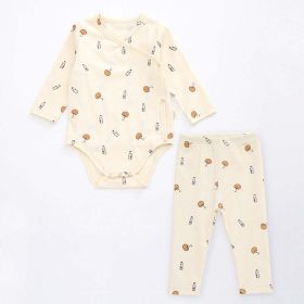 Onesie Prints and Pants; Overlaping Snap Design (Color: Orange, Size/Age: 90 (12-24M))