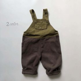 Two-Color Soft Cotton Fashion Overalls (Color: Green, Size/Age: 100 (2-3Y))