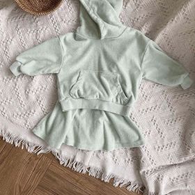 Soft Cotton Hoodie With Skirt (Color: Green, Size/Age: 100 (2-3Y))