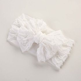 Elastic, Handmade, Big Bow Headband (Color: White, Size/Age: Average Size (0-12Y))