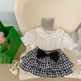 Baby Girl Blouse & Gingham Princess Skirt Set (Color: Black, Size/Age: 80 (9-12M))