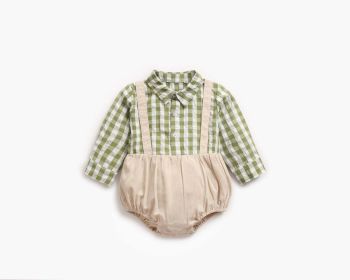 Baby Boy One piece Checkered Onesie (Color: Green, Size/Age: 66 (3-6M))