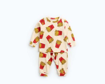 Baby Pajamas; 2Pc Soft Cotton Shirt and Pant Combo (Color: Apricot, Size/Age: 66 (3-6M))