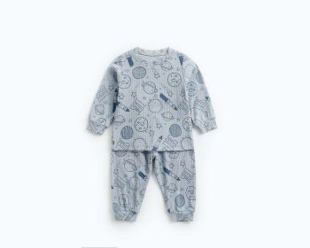 Baby Pajamas; 2Pc Soft Cotton Shirt and Pant Combo (Color: Blue, Size/Age: 73 (6-9M))