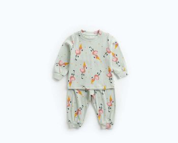 Baby Pajamas; 2Pc Soft Cotton Shirt and Pant Combo (Color: Green, Size/Age: 90 (12-24M))