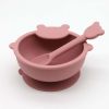 Bear Shape Food Training Silicone Bowl with Spoon Sets