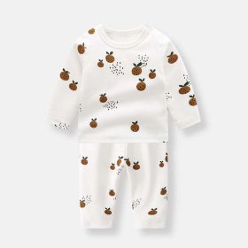 Fruit Graphic Top & Bottom Pajama Set (Color: Brown, Size/Age: 80 (9-12M))