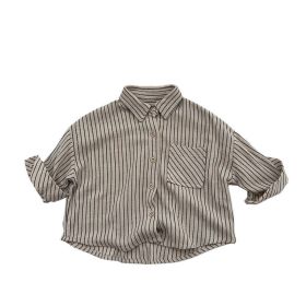 Comfy, Casual Button-up Cotton Shirt (Color: Beige, Size/Age: 90 (12-24M))
