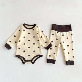 Moon/Stars Crewneck 2pc Rompers (Color: Apricot, Size/Age: 66 (3-6M))