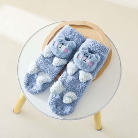 3D Animal Design, Thick Fleece Floor Socks (Color: Blue, Size/Age: Average Size (0-8Y))