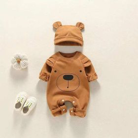 Baby; Fun Bear Romper with Hat (Color: Brown, Size/Age: 90 (12-24M))