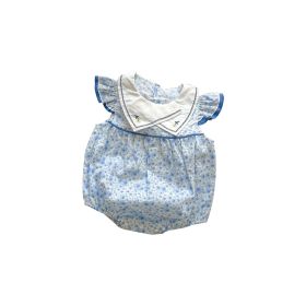 Baby Girl Floral Print Ruffle-Sleeved Onesie (Color: Blue, Size/Age: 66 (3-6M))