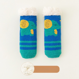 Baby Colorful Thick Lambswool Coral Fleece Socks (Color: Green, Size/Age: S (0-3Y))