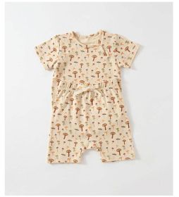 Pajamas; Various Print Pattern With Shoulder Button (Color: Coffee, Size/Age: 73 (6-9M))