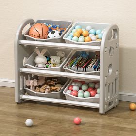 Toy Storage Organizer with 6 Bins (Color: as Pic)