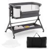 Height Adjustable Bedside Bassinet; Storage & Soft Mattress