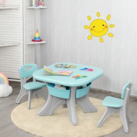 Activity Table & Chairs; Pintsize Furniture with Storage (Color: Blue)