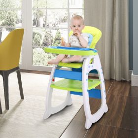 Adjustable Highchair, 5-Point Safety Buckle XH (Color: blue&green)