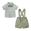 Little Man Plaid Shirt /Button Straps Romper Set