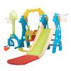 5 in 1 Play Set, Extra-Long Slide with 2 Basketball Hoops, Football, Ringtoss