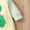 Baby Boy Romper; Dinosaur Applique with Side Snaps