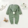 Baby Hooded Ribbed Romper, Zipper Front