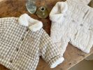 Baby Cream Quilted Coat or Gingham with Fleece Collar