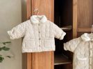 Baby Cream Quilted Coat or Gingham with Fleece Collar