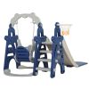 3-in-1 Playset, Swing, Slide, Climbing Stairs and Basketball Hoop