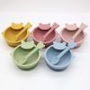 Bear Shape Food Training Silicone Bowl with Spoon Sets