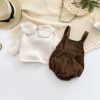 Baby Combo Embroidered Lapel Cotton Shirt and Corduroy Strap Onesie