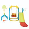 5 in 1 Play Set, Extra-Long Slide with 2 Basketball Hoops, Football, Ringtoss