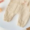 3D Bear Patched Design Corduroy Button Front Romper