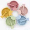 Bear Shape Food Training Silicone Bowl with Spoon Sets