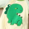 Baby Boy Romper; Dinosaur Applique with Side Snaps