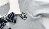 Baby Boy Badge-Patched, Bow Tie, College Rompers