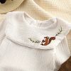 Baby Combo Embroidered Lapel Cotton Shirt and Corduroy Strap Onesie